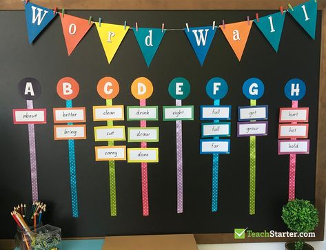 Computer Classroom Decor, Word Wall Ideas, Word Wall Template, Classroom Posters Elementary, Vocabulary Wall, Word Wall Activities, Word Wall Displays, Classroom Word Wall, Math Vocabulary Words