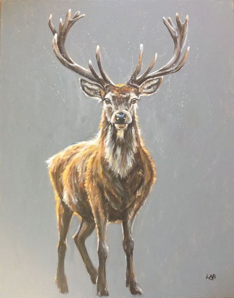 Louise Brown, Forest Wildlife, Oversize Artwork, Forest And Wildlife, Deer Painting, White Framed Art, Black Framed Art, Deer Art, Painting Gallery