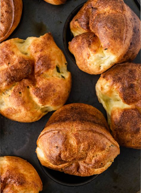 Parmesan Herb Popovers — Gathered at My Table Herb Popovers, Parmesan Popovers, Popovers Recipe, Sausage Ball, Make Sausage, Popover Recipe, Seasonal Baking, Thanksgiving 2024, Christmas Morning Breakfast