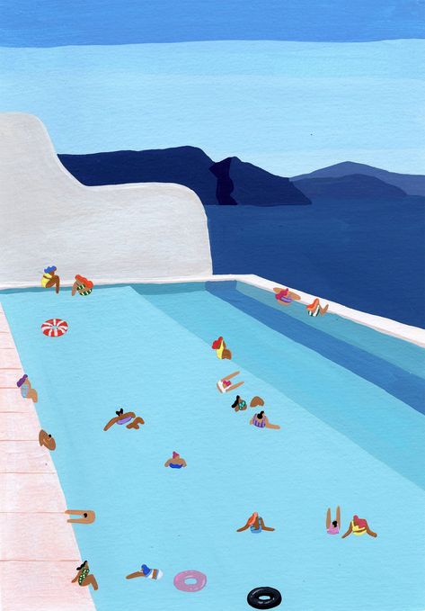 By The Pool · Miss Moss Coastal Pool, Art Plage, Pool Art, Illustration Painting, Art Et Illustration, Drawing Artist, Art And Illustration, Gouache Painting, Painting Illustration