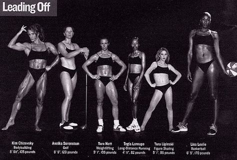 (Fascinating) Female Olympic competitors. They are at the top of their sport. All of them are fit - very fit. Notice no two look the same. Their body type and body fat percentage are a part of their overall performance. Runner Body, Visual Library, Love Handle Workout, Thigh Muscles, Athletic Body, Olympic Athletes, Love Handles, Body Love, Female Athletes