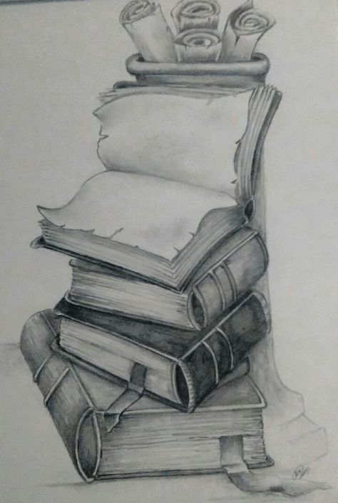 Sketches Of Books, Open Book Drawing Sketches, Pencil Drawing Inspiration Creativity Sketch, 1st Page Of Sketchbook Ideas, Bookworm Drawing, Open Book Drawing, Modele Zentangle, Books Drawing, Book Drawings