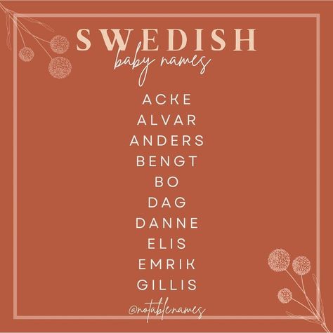 Swedish Names, Sims Names, Random Baby, Apocalypse Landscape, Dutch Baby Names, Rare Names, Writing Inspiration Tips, Best Character Names, Baby Name List