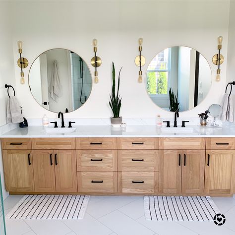 Two Vanity Master Bath, Bathroom Remodel Master Farmhouse, Master Bedrooms Decor Farmhouse Modern, Master Bath Remodel Shower Only, Farmhouse Master Bath Shower Ideas, Master Bath Modern Farmhouse, Master Bedrooms Bathrooms, Master Bath Towels, Modern Farmhouse Master Bath Ideas