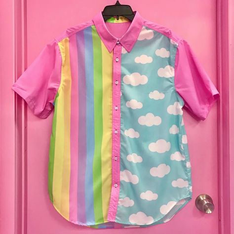 Cloud Rainbow Colorblock Button-up PREORDER (ends 12/11) | Good Fortune Genderfluid Pride, Cloud Rainbow, Colorful Clothing, Button Ups, Space Shirts, Fashion Mood Board, Fashion Wishlist, The Vault, Good Fortune