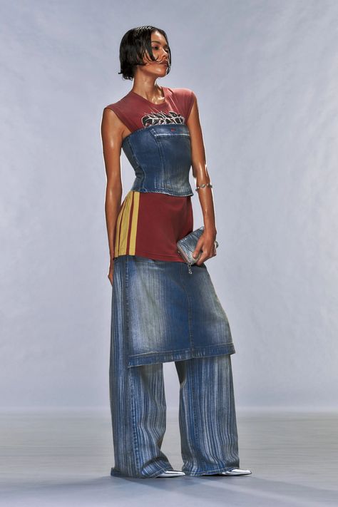 Diesel Pre-Fall 2024 Fashion Show | Vogue Diesel Fashion, Diesel Clothing, Denim Trends, French Girl, 2024 Collection, Pre Fall, Jersey Dress, Denim Fashion, Runway Fashion