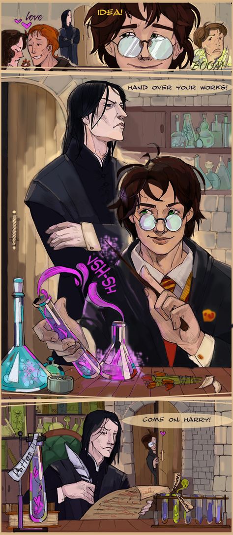 Gift by Arboriss.deviantart.com on @DeviantArt Snarry Comic, Harry Potter The Marauders, Severus Snape Art, Snape Fan Art, Severus Snape Fanart, Snape Harry Potter, Harry Potter Severus Snape, Harry Potter Severus, Snape Harry