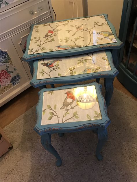 My project  Upcycled Nest Of Tables Nesting Tables Makeover, Nest Of Tables Upcycled, Upcycle Nest Of Tables, Painted G Plan Nest Of Tables, Upcycled Nest Of Tables, Painted Nesting Tables, Decoupage Nesting Tables, Antique Nesting Tables, Decoupage Table