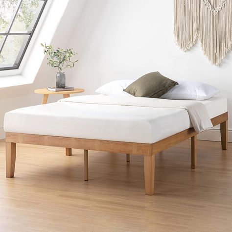 Mellow Naturalista Classic 16 Inch Solid Wood Platform Bed with Wooden Slats, Natural Pine, King #interiordesign #homedecor #bedroom #minimalist (paid link) Wood Platform Bed Frame, Wooden Platform Bed, Full Platform Bed, Modern Platform Bed, King Platform Bed, Solid Wood Platform Bed, Queen Platform Bed, Bed Throw Blanket, Wood Platform Bed