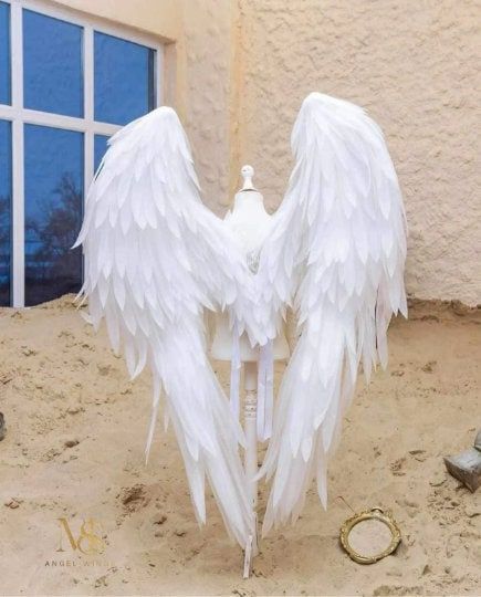 White Angel Wings Costume, Women’s Angel Costume, Angel Wings From Behind, Angel Themed Outfits, Angel Inspired Outfits Male, Cosplay Angel Wings, Evil Angel Costume, White Angel Costume Halloween, Angel Costume Men