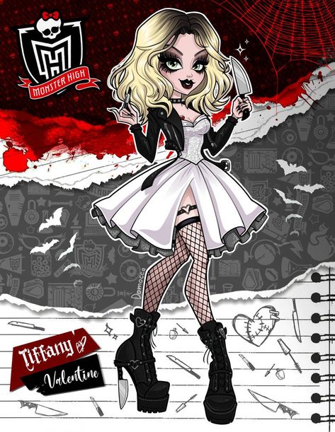 Tiffany Valentine Aesthetic, Chucky Fanart, Valentine Aesthetic, Tiffany Valentine, Arte Pin Up, Alternative Comics, Arte Monster High, Monster High Pictures, Moster High