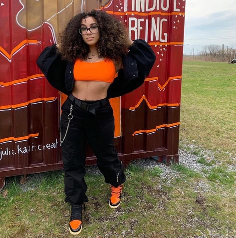 nautii.nadiia new account 🥰 on Instagram: “i had mad fun taking these this day • • • • • • • • • • • • #explorepage #explore #viral #chicksinkicks #shatteredbackboard #ootd #fashion…” Outfit With Jordans For Women, Orange Shoes Outfit, Outfit With Jordans, Jordan 1 Outfit, Orange Fits, Justice Clothing, Black Clothes, Orange Outfit, Orange Shoes