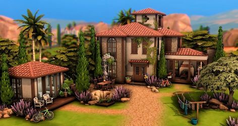 bubu - sims4 on Instagram: “ITALIAN VILLA☀️ - After „My Wedding Stories“ was released I wanted to build something Mediterranean inspired. This tuscan house is what I…” Italian Villa Layout, Sims 4 Italian House, Sims 4 Mediterranean House, Italian Villa Floor Plans, Architect Vibes, Sims4 Kitchen, Italian Buildings, Sims 4 Houses Layout, Oasis Springs