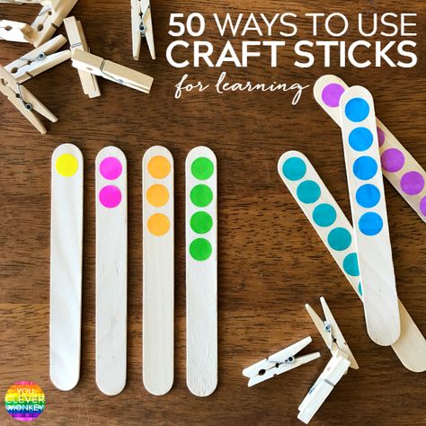 50 Best Ways To Use Craft Sticks For Learning in Early Childhood | you clever monkey Craft Sticks, Stick Crafts, Petite Section, Popsicle Stick Crafts, Math Activities Preschool, Popsicle Stick, Fun Craft, Preschool Math, Learning Math