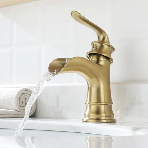 Parlos Home Single Handle Bathroom Faucet With Deck Plate, Pop-Up Sink Drain Assembly & Water Supply Lines & Reviews | Wayfair.ca Mid Century Bathroom, Single Handle Bathroom Faucet, Plumbing Bathroom, Single Hole Bathroom Faucet, Sink Drain, Aesthetic Style, Bathroom Renos, Bathroom Faucet, Bathroom Sink Faucets