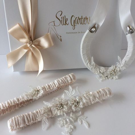 💕 Mia wedding garter set 💕 😍 ~ New ~ 😍  Hope you love it!  xx Scottish Wedding Traditions, Personalized Wedding Garter, Vintage Garter, Wedding Garter Blue, Wedding Horseshoes, Nottingham Lace, Plus Size 20, Wedding Dresses Uk, Enchanted Wedding