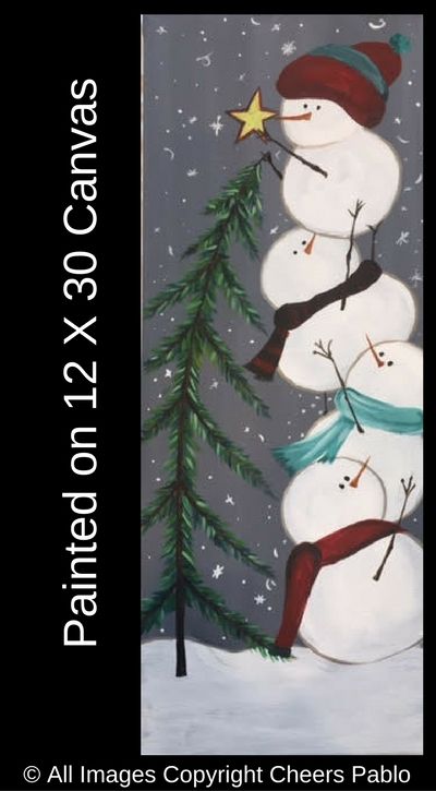 Snowman Stack Stacked Snowmen, Snowmen Paintings, Painting Party Ideas, Party Hostess, Paint Shirts, Beer And Wine, Snowman Painting, Painting Party, Christmas Painting