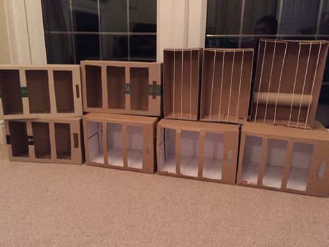 Cages for a pet shop made from Shoe boxes and A4 paper boxes Pet Shop Classroom Theme, Pet Study Creative Curriculum, Pet Store Dramatic Play, Pet Shop Dramatic Play, Preschool Pets, Pet Study, Purposeful Play, Pet Theme, Vet Office