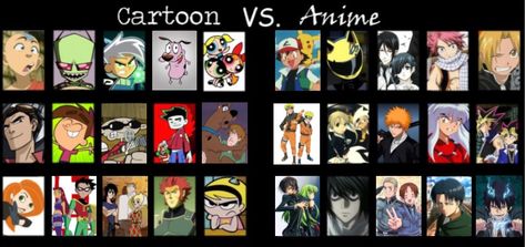 Cartoon vs. Anime Anime Vs Cartoon, Anime Stuff, Baseball Cards, Baseball, Anime