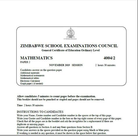 Zimsec O Level Maths Past Exam Papers, Zimsec O Level Past Exam Papers, Zimsec Past Exam Papers With Answers, O Level English, Maths Paper, Math Book, Past Exam Papers, O Levels, Chemistry Notes