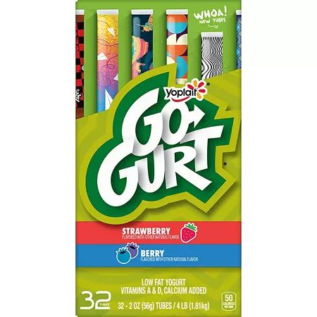 Yoplait Go-Gurt Kids Yogurt, Variety Pack (32 ct.) - Sam's Club Yogurt Tubes, Go Gurt, Kids Yogurt, Yoplait Yogurt, Team Snacks, Frozen Breakfast, Healthy Yogurt, Yogurt Drinks, Wholesome Snacks