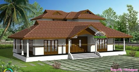 Floor plan and elevation of 3065 square feet Kerala traditional home design by R it designers, Kannur, Kerala. Manduva Logili Houses, Nalukettu Houses Kerala Plan, Nalukettu Houses Kerala, Pelan Rumah Kecil, Pelan Lantai Rumah, Kerala Homes, Small House Design Kerala, Kerala Traditional House, Two Storey House Plans