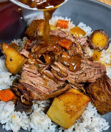 Peanut Butter Pot Roast w/ roasted veget | CookDrankEat Classic Pot Roast, Pot Roast Recipe, Roast Recipe, Pot Roast Recipes, Insta Pot, Pot Roast, Crockpot Recipes, Beef Recipes, Peanut Butter