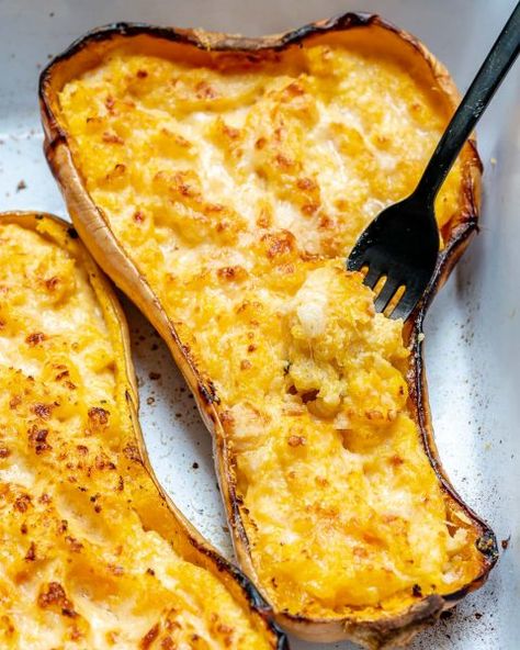 Twice Baked Butternut Squash, Creamy Butternut Squash, Baked Butternut Squash, Butternut Squash Recipes, Clean Food Crush, Twice Baked, Food Crush, Veggie Side Dishes, Squash Recipes