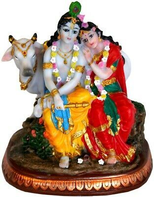 RADHA KRISHNA STATUE 6" The Divine Couple with a Cow in Vrindavan (A38) - $26.00 | PicClick Divine Couple, Antique Bronze Statue, Yashoda Krishna, Radha And Krishna, Doll Sculpture, Krishna Avatar, Feeling Safe, Krishna Krishna, Krishna Flute