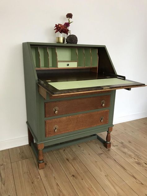 Secretary Desk Makeover, Mother Cat, Desk Makeover, Cat Cushion, Furniture Rehab, Diy Furniture Renovation, Furniture Renovation, Refurbished Furniture, Woodworking Furniture