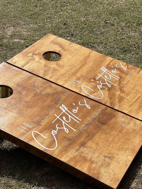 Painted Corn Hole Boards, Wedding Cornhole Boards, Wedding Cornhole, Cornhole Boards Designs, Cornhole Designs, Elopement Party, Western Themed Wedding, I Do Bbq, Welding Technology