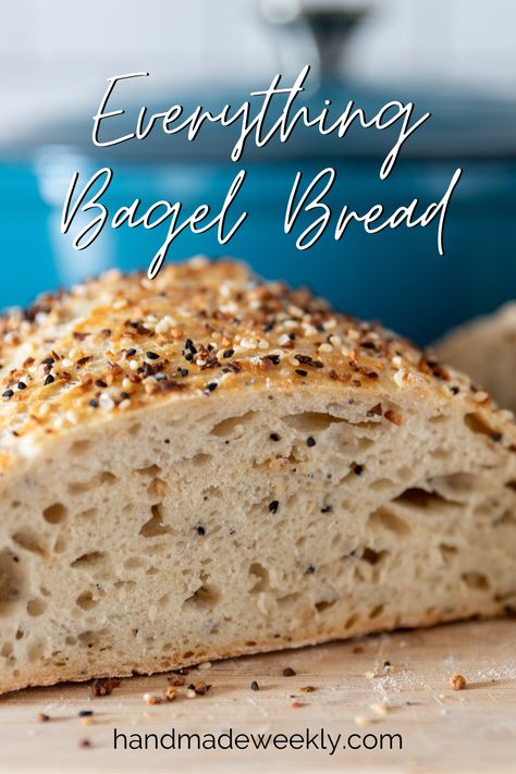 Everything Bagel Bread, Bagel Bread, Oven Bread, Dutch Oven Bread, A Loaf Of Bread, Artisan Bread Recipes, Dutch Oven Cooking, Dutch Oven Recipes, Bagel Recipe