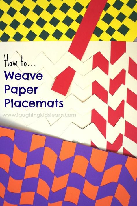 How to Weave Paper Placemats Weaving Placemats, Construction Paper Crafts, How To Weave, Paper Placemats, Paper Weaving, Woven Placemats, Make Paper, Weaving Projects, Crafts For Kids To Make