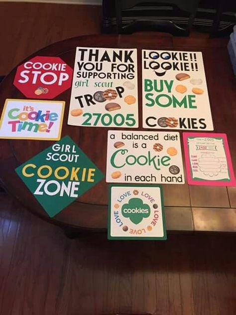 Girl Scout Cookie Book Ideas Girl Scout Cookies Booth Signs, Girl Scout Cookie Booth Ideas, Cookie Booth Ideas, Girl Scout Cookie Booth, Girl Scout Cookies Funny, Girl Scout Daisy Activities, Girl Scout Meeting Ideas, Girl Scout Mom, Cookie Booth