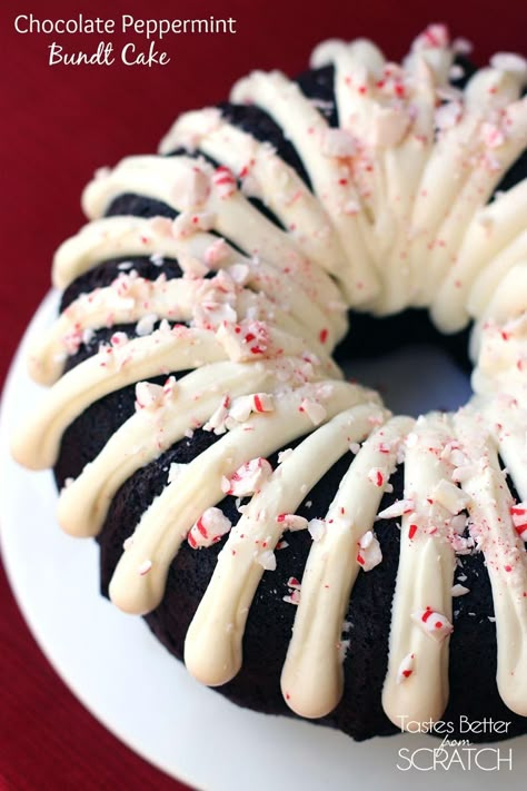 Chocolate Peppermint Bundt Cake on TastesBetterFromScratch.com Chocolate Peppermint Bundt Cake, Peppermint Bundt Cake, Peppermint Recipes, Tastes Better From Scratch, Nothing Bundt Cakes, Bundt Cakes Recipes, Good Eat, Cake Tasting, Chocolate Peppermint