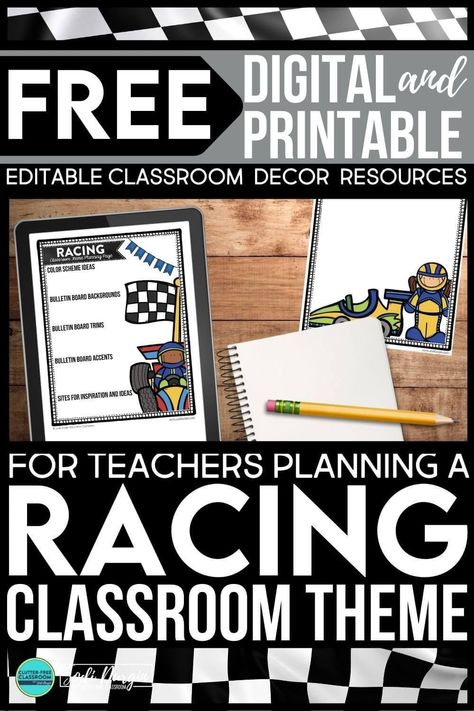 Race Car School Theme, Race Car Bulletin Board Ideas, Race Car Classroom Theme, Car Classroom Theme, Race Car Printable, Car Transformation, Classroom Theme Decor, Printable Teacher Planner, Car School