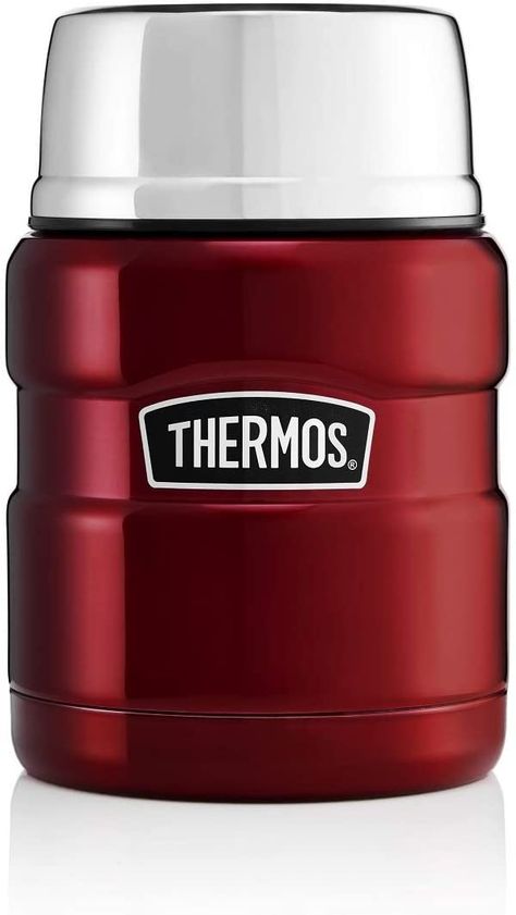 Thermos Stainless King Food Flask, Red, 470 ml: Amazon.co.uk: Kitchen & Home Food Flask, Thermos Food Jar, King Food, 9 Hours, Food Jar, Red Food, Cold Meals, Metallic Blue, Insulated Water Bottle