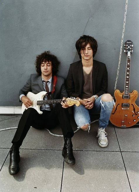 Albert Hammond Jr and Nick Valensi. Albert Hammond Jr, Nick Valensi, Albert Hammond, The Voidz, Band Photoshoot, Julian Casablancas, The Strokes, Indie Rock, Rock Style