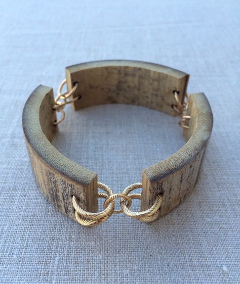 Bamboo Bangle by Chic Verte Coconut Jewelry, Wooden Bead Jewelry, Bamboo Bracelet, Wood Jewelry Diy, Bamboo Necklace, Bamboo Jewelry, Wood Jewelery, Wooden Bangle, Bamboo Crafts