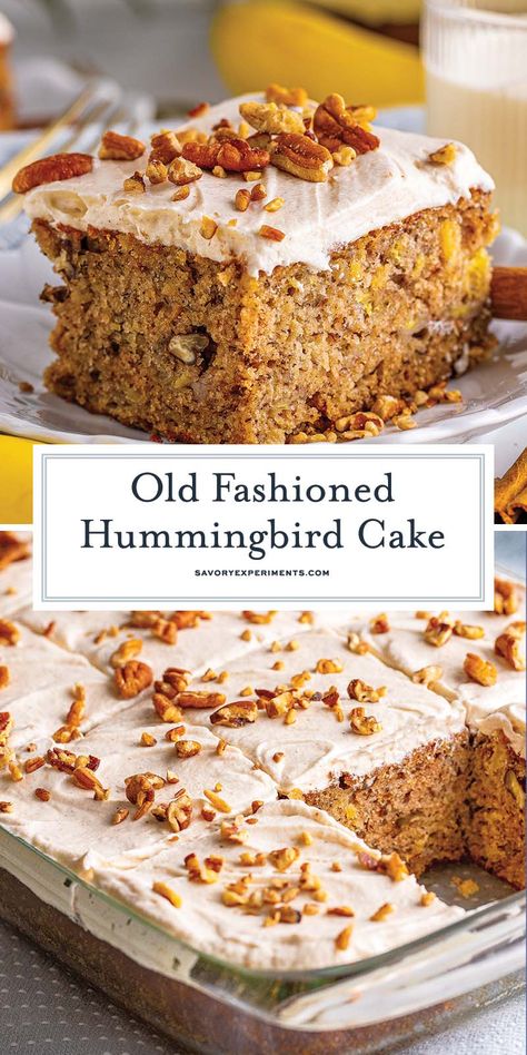 With tropical flavors of banana and pineapple and a hint of cinnamon, this EASY Hummingbird Cake recipe is always a winner! Hummingbird Cake Recipe Easy, Hummingbird Recipe, Easy Hummingbird Cake Simple, Easy Hummingbird Cake, Southern Living Hummingbird Cake Recipe, Hummingbird Cake Recipe, Moist Spice Cake, Hummingbird Cake Recipes, Fabulous Desserts