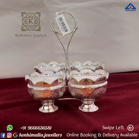 #KJ_S106 Net Weight: 130 grams Item: Panchavali Fb, Insta, Pinterest: @konkimalla.jewellers Devotional Topics, Silver Articles, Wedding Jewelry Sets Bridal Jewellery, Pooja Items, Silver Lamp, Silver Pooja Items, Latest Simple Mehndi Designs, Gold Bridal Jewellery Sets, Jewellery Indian