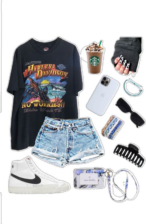 Teen Summer Outfits 2024, Summer Outfits Middle School, What To Wear During Summer, Cute Outfit Ideas With Shorts, Cute Comfy Outfits For Summer Shorts, Outfit Layout School, Cute Summer Outfits For Teens Aesthetic, Outfit Ideas Layout Aesthetic, Cute Outfits Layed Out