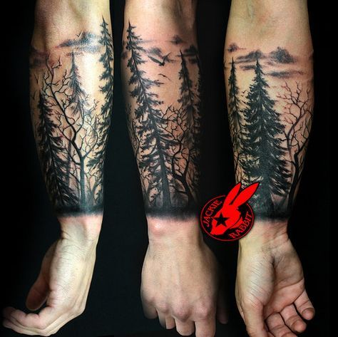 tree silhouette forest pine arm sleeve tattoo by Jackie Rabbit | by Jackie rabbit Tattoos Portal Tattoo, Forest Tattoo Sleeve, Natur Tattoo Arm, Tree Silhouette Tattoo, Tatoo Dog, Tree Sleeve Tattoo, Tree Tattoo Forearm, Tree Tattoo Arm, Tree Sleeve