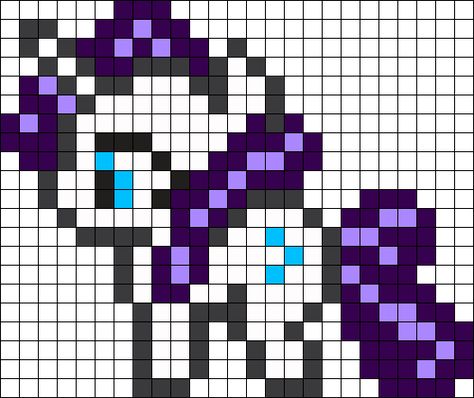 Rareity My Little Pony Perler Bead Pattern | Bead Sprites | Characters Fuse Bead Patterns Mlp Fuse Beads, Mlp Bead Patterns, Perler Bead Patterns Mlp, My Little Pony Perler Bead Patterns, Mlp Pixel Art Grid, My Little Pony Perler Beads, Mlp Pixel Art, Mlp Perler Beads, Kandi Cuffs