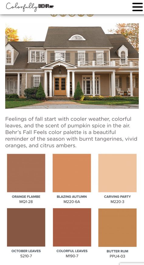 Orange House Exterior, Rust Color Paint, Exterior Paint Schemes, Color Paints, Exterior House Colors Combinations, Orange Color Schemes, Cozy Homes, Colors Combinations, Orange House