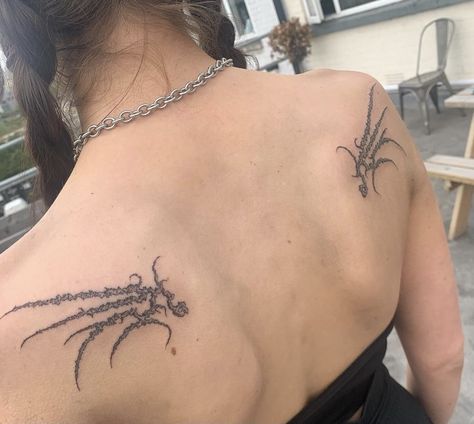 Demon Wing Tattoo, Small Chest Tattoos, Sick Tattoo, Wing Tattoo, Dainty Tattoos, Wings Tattoo, Dream Tattoos, Black Ink Tattoos, Dope Tattoos