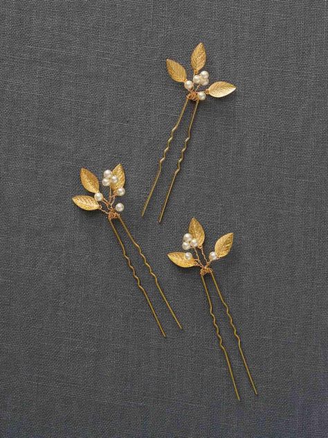 Gold Small Wedding Hair Combs | Gold Wedding Hair Accessories | Gold Leaf Bridal Hair Comb [Adele Hairpin: Gold] Gold Wedding Accessories, Bridal Circlet, Gold Hair Accessories Wedding, Gold Hair Comb Wedding, Gold Bridal Hair Comb, Hair Comb Clips, Gold Hair Comb, Gold Hair Pin, Gold Hair Accessories