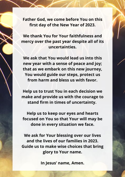 some ideas on how to use prayer as part of your New Year's celebration this 2023! Praying at the beginning of each new year Prayer For New Year, New Years Prayer, New Year’s Day, New Year 2023, New Year Celebration, New Journey, Some Ideas, Trust Yourself, New Year's