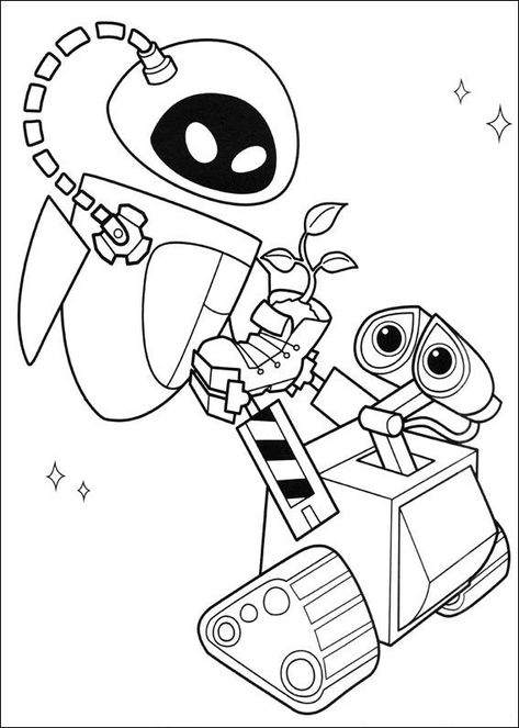 WALL-E Coloring Pages - Best Coloring Pages For Kids Wall E Eva, Walle Y Eva, Colouring Wall, Eve Wall E, Transformers Coloring Pages, Wall E Eve, Free Coloring Sheets, Disney Wall, Disney Colors