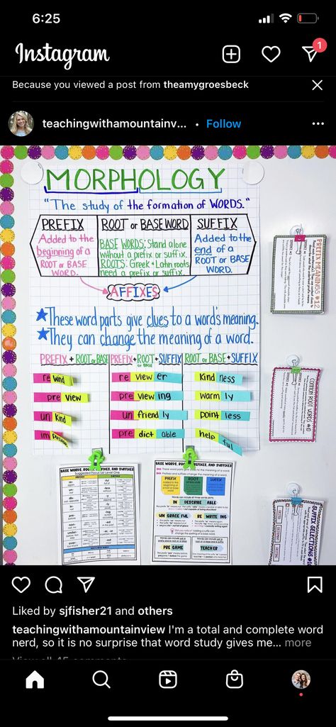 Base Words Anchor Chart, Morphology Anchor Chart, Morphology Lessons, Affixes Anchor Chart, Latin Roots Anchor Chart, Root Words Anchor Chart, Teaching Syllables, Base Words, 4th Grade Ela